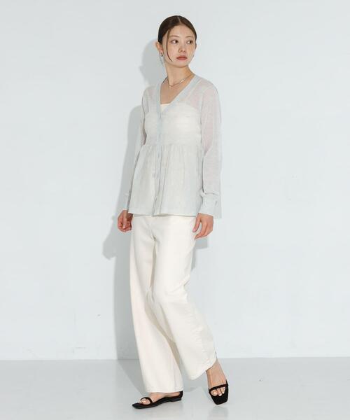 URBAN RESEARCH Sonny Label（アーバンリサーチサニーレーベル）の「シアーペプラムニットカーディガン（カーディガン/ボレロ・レディース・ライトグレー/ブラック/イエロー系その他・FREE）」の6枚目の写真