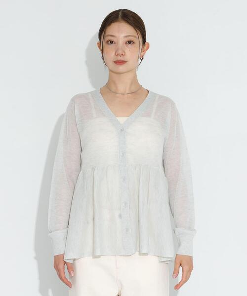 URBAN RESEARCH Sonny Label（アーバンリサーチサニーレーベル）の「シアーペプラムニットカーディガン（カーディガン/ボレロ・レディース・ライトグレー/ブラック/イエロー系その他・FREE）」の9枚目の写真