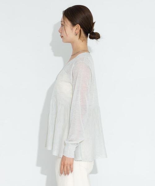 URBAN RESEARCH Sonny Label（アーバンリサーチサニーレーベル）の「シアーペプラムニットカーディガン（カーディガン/ボレロ・レディース・ライトグレー/ブラック/イエロー系その他・FREE）」の10枚目の写真