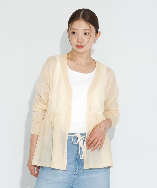 URBAN RESEARCH Sonny Label（アーバンリサーチサニーレーベル）の「シアーペプラムニットカーディガン（カーディガン/ボレロ・レディース・ライトグレー/ブラック/イエロー系その他・FREE）」の15枚目の写真