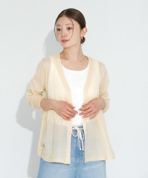 URBAN RESEARCH Sonny Label（アーバンリサーチサニーレーベル）の「シアーペプラムニットカーディガン（カーディガン/ボレロ・レディース・ライトグレー/ブラック/イエロー系その他・FREE）」の16枚目の写真