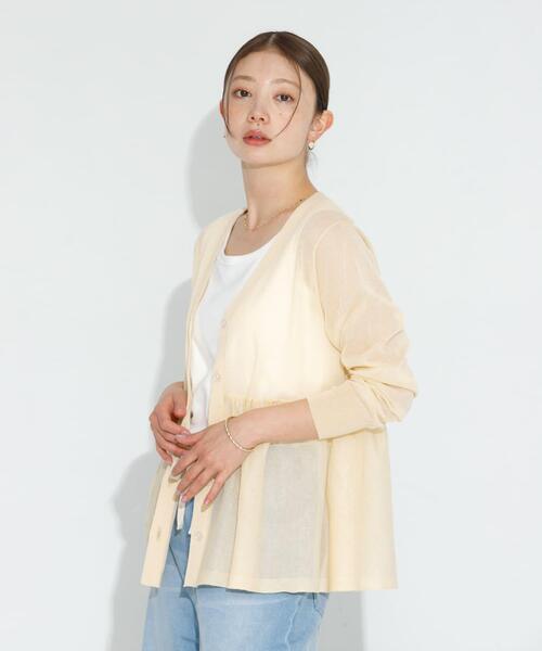 URBAN RESEARCH Sonny Label（アーバンリサーチサニーレーベル）の「シアーペプラムニットカーディガン（カーディガン/ボレロ・レディース・ライトグレー/ブラック/イエロー系その他・FREE）」の19枚目の写真