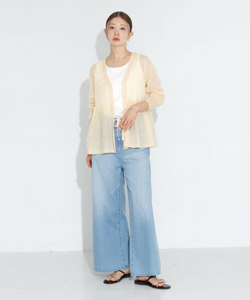 URBAN RESEARCH Sonny Label（アーバンリサーチサニーレーベル）の「シアーペプラムニットカーディガン（カーディガン/ボレロ・レディース・ライトグレー/ブラック/イエロー系その他・FREE）」の21枚目の写真