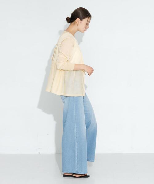 URBAN RESEARCH Sonny Label（アーバンリサーチサニーレーベル）の「シアーペプラムニットカーディガン（カーディガン/ボレロ・レディース・ライトグレー/ブラック/イエロー系その他・FREE）」の22枚目の写真