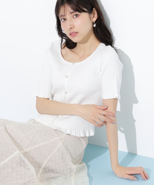 JILL by JILL STUART(ジルバイジルスチュアート)の「◇前後2way変形リブニット(ニット/セーター・レディース・ブルー/ホワイト/レッド・FREE)」の1枚目の写真