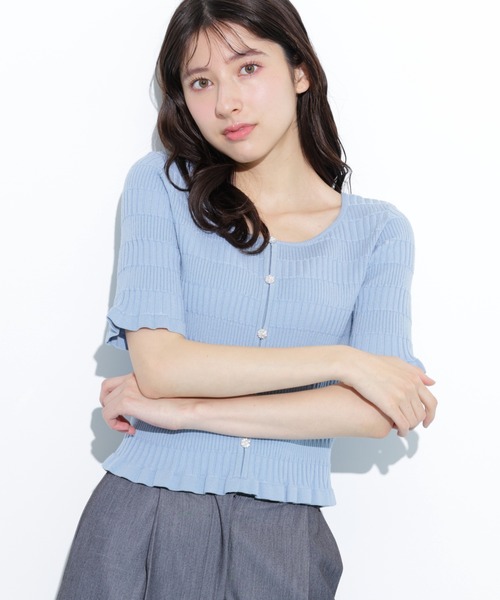 JILL by JILL STUART(ジルバイジルスチュアート)の「◇前後2way変形リブニット(ニット/セーター・レディース・ブルー/ホワイト/レッド・FREE)」の4枚目の写真