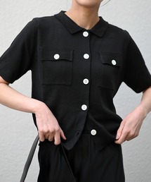 ボタンポロニットカーデ