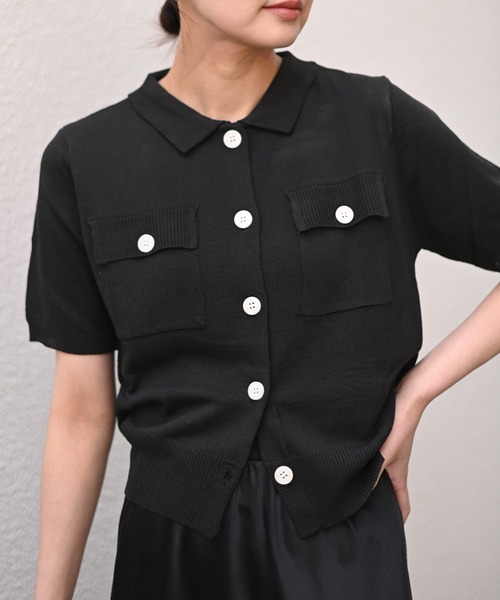 Marient(マリエント)の「ボタンポロニットカーデ(ニット/セーター・レディース・ブラック/アイボリー/ベージュ・FREE)」の6枚目の写真