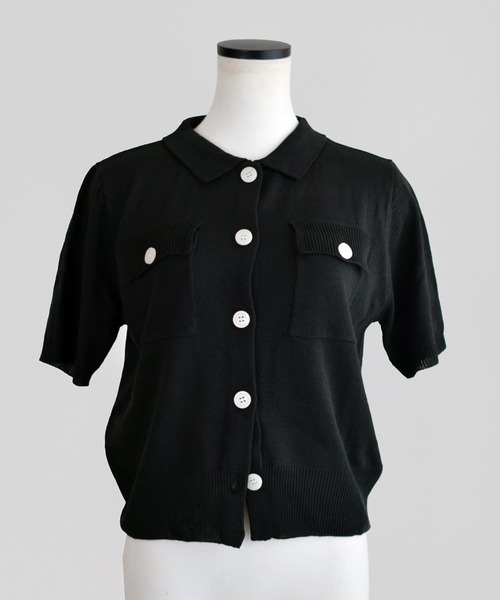 Marient(マリエント)の「ボタンポロニットカーデ(ニット/セーター・レディース・ブラック/アイボリー/ベージュ・FREE)」の7枚目の写真