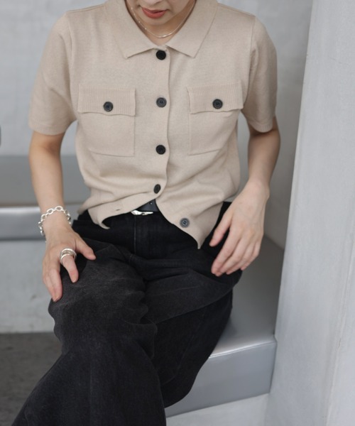 Marient(マリエント)の「ボタンポロニットカーデ(ニット/セーター・レディース・ブラック/アイボリー/ベージュ・FREE)」の11枚目の写真