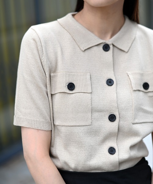 Marient(マリエント)の「ボタンポロニットカーデ(ニット/セーター・レディース・ブラック/アイボリー/ベージュ・FREE)」の16枚目の写真