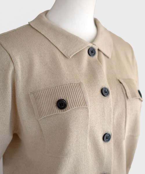 Marient(マリエント)の「ボタンポロニットカーデ(ニット/セーター・レディース・ブラック/アイボリー/ベージュ・FREE)」の18枚目の写真