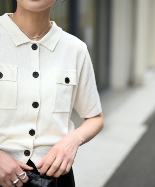 Marient(マリエント)の「ボタンポロニットカーデ(ニット/セーター・レディース・ブラック/アイボリー/ベージュ・FREE)」の19枚目の写真