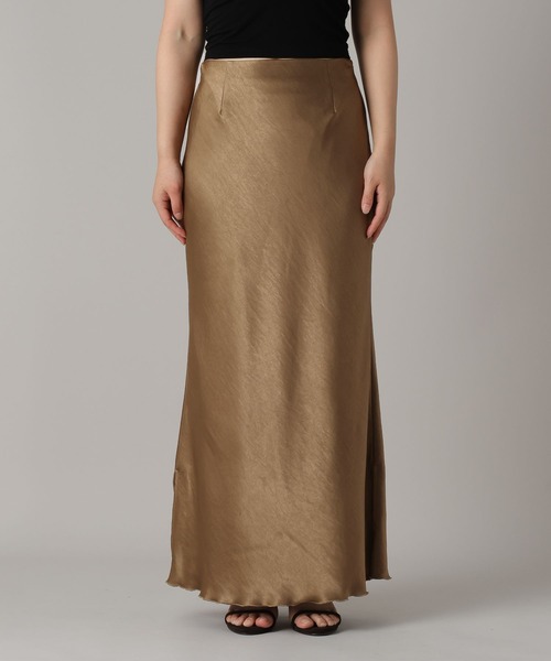 A part by(アパートバイ)の「【インフルエンサーyuiさんコラボ】YUサテンナロースカート(スカート・レディース・アイボリー/ライトブラウン・FREE/TALL)」の21枚目の写真