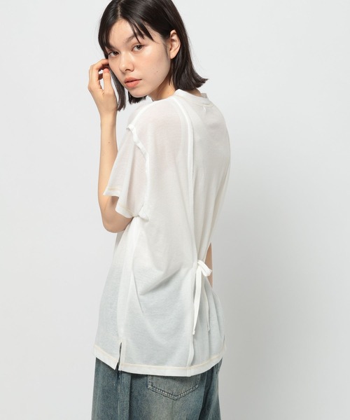 セール】シアーリボンアレンジTシャツ（Tシャツ/カットソー