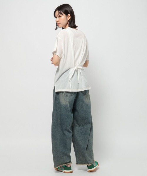 niko and...(ニコアンド)の「シアーリボンアレンジTシャツ(Tシャツ/カットソー・レディース・オフホワイト/ブルー/ブラウン/オレンジ・FREE)」の6枚目の写真