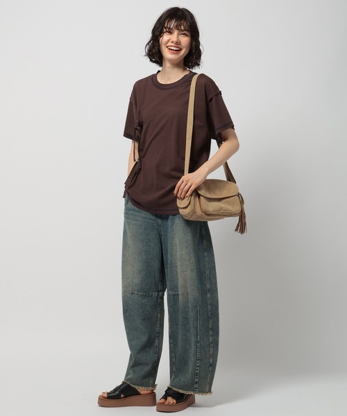 niko and...(ニコアンド)の「シアーリボンアレンジTシャツ(Tシャツ/カットソー・レディース・オフホワイト/ブルー/ブラウン/オレンジ・FREE)」の12枚目の写真