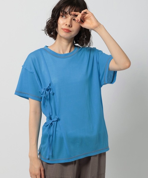 niko and...(ニコアンド)の「シアーリボンアレンジTシャツ(Tシャツ/カットソー・レディース・オフホワイト/ブルー/ブラウン/オレンジ・FREE)」の17枚目の写真