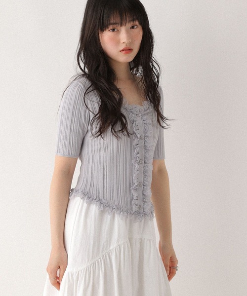 セール】フリルニット半袖カーディガン 575218（カーディガン/ボレロ