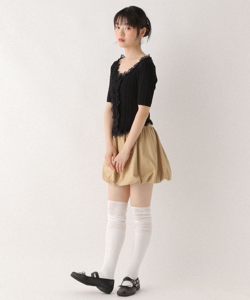 Heather(ヘザー)の「フリルニット半袖カーディガン 575218(カーディガン/ボレロ・レディース・ブラック/オフホワイト/グレー・FREE)」の17枚目の写真