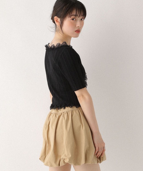 Heather(ヘザー)の「フリルニット半袖カーディガン 575218(カーディガン/ボレロ・レディース・ブラック/オフホワイト/グレー・FREE)」の19枚目の写真