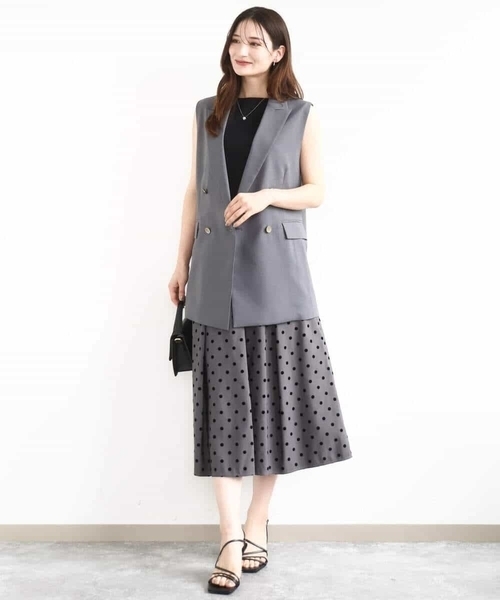 MK MICHEL KLEIN（エムケーミッシェルクラン）の「シルケットフライス ノースリーブカットソー/接触冷感/洗える（Tシャツ/カットソー・レディース・ホワイト/ブラック・38）」の7枚目の写真