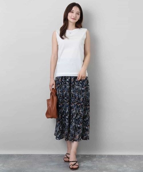 MK MICHEL KLEIN（エムケーミッシェルクラン）の「シルケットフライス ノースリーブカットソー/接触冷感/洗える（Tシャツ/カットソー・レディース・ホワイト/ブラック・38）」の10枚目の写真