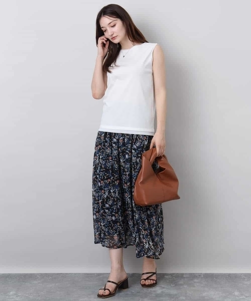 MK MICHEL KLEIN（エムケーミッシェルクラン）の「シルケットフライス ノースリーブカットソー/接触冷感/洗える（Tシャツ/カットソー・レディース・ホワイト/ブラック・38）」の11枚目の写真