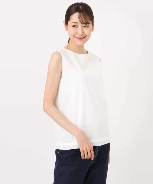 MK MICHEL KLEIN（エムケーミッシェルクラン）の「シルケットフライス ノースリーブカットソー/接触冷感/洗える（Tシャツ/カットソー・レディース・ホワイト/ブラック・38）」の19枚目の写真