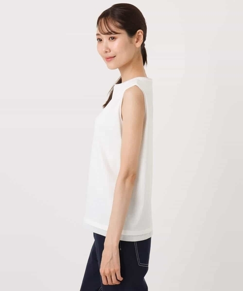 MK MICHEL KLEIN（エムケーミッシェルクラン）の「シルケットフライス ノースリーブカットソー/接触冷感/洗える（Tシャツ/カットソー・レディース・ホワイト/ブラック・38）」の20枚目の写真