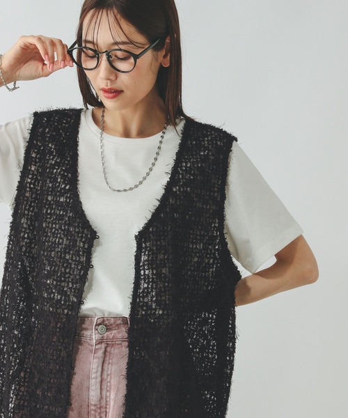 GLOBAL WORK（グローバルワーク）の「フェザージレベスト＊半袖Tシャツセット/572226（Tシャツ/カットソー・レディース・ライトグレー/ブラック/アイボリー・MEDIUM/LARGE）」の2枚目の写真