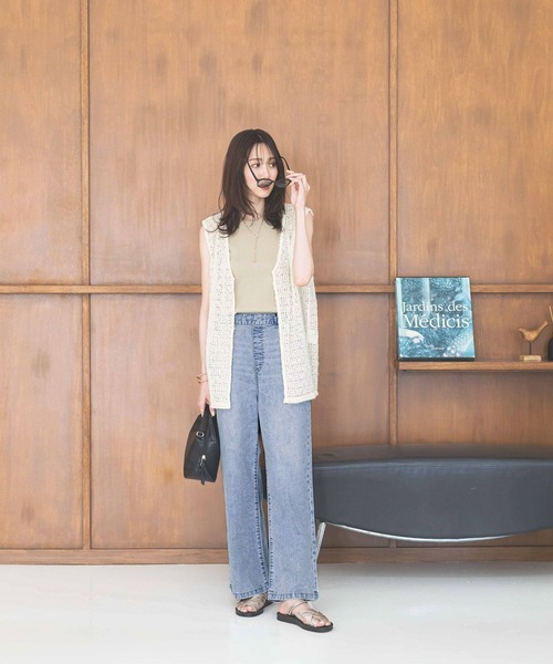 GLOBAL WORK（グローバルワーク）の「フェザージレベスト＊半袖Tシャツセット/572226（Tシャツ/カットソー・レディース・ライトグレー/ブラック/アイボリー・MEDIUM/LARGE）」の5枚目の写真