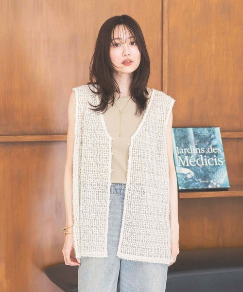 GLOBAL WORK（グローバルワーク）の「フェザージレベスト＊半袖Tシャツセット/572226（Tシャツ/カットソー・レディース・ライトグレー/ブラック/アイボリー・MEDIUM/LARGE）」の7枚目の写真