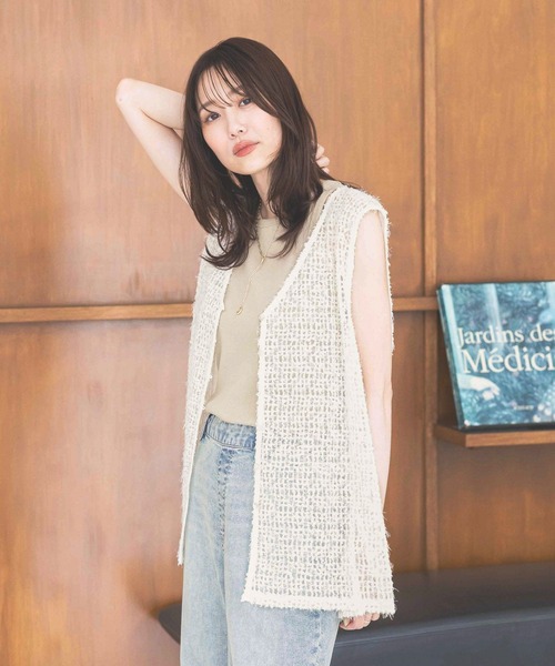 GLOBAL WORK（グローバルワーク）の「フェザージレベスト＊半袖Tシャツセット/572226（Tシャツ/カットソー・レディース・ライトグレー/ブラック/アイボリー・MEDIUM/LARGE）」の8枚目の写真