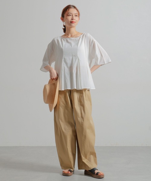 studio CLIP（スタディオクリップ）の「コットンレーヨンフレアTブラウス（シャツ/ブラウス・レディース・カーキ/ブラック/オフホワイト/ブルー・FREE）」の8枚目の写真