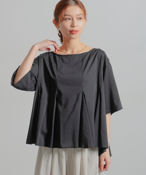 studio CLIP（スタディオクリップ）の「コットンレーヨンフレアTブラウス（シャツ/ブラウス・レディース・カーキ/ブラック/オフホワイト/ブルー・FREE）」の14枚目の写真