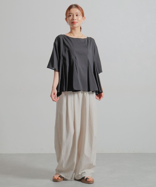studio CLIP（スタディオクリップ）の「コットンレーヨンフレアTブラウス（シャツ/ブラウス・レディース・カーキ/ブラック/オフホワイト/ブルー・FREE）」の15枚目の写真