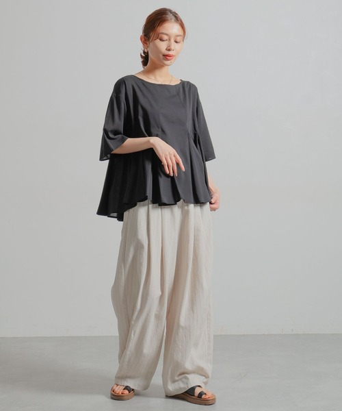 studio CLIP（スタディオクリップ）の「コットンレーヨンフレアTブラウス（シャツ/ブラウス・レディース・カーキ/ブラック/オフホワイト/ブルー・FREE）」の18枚目の写真