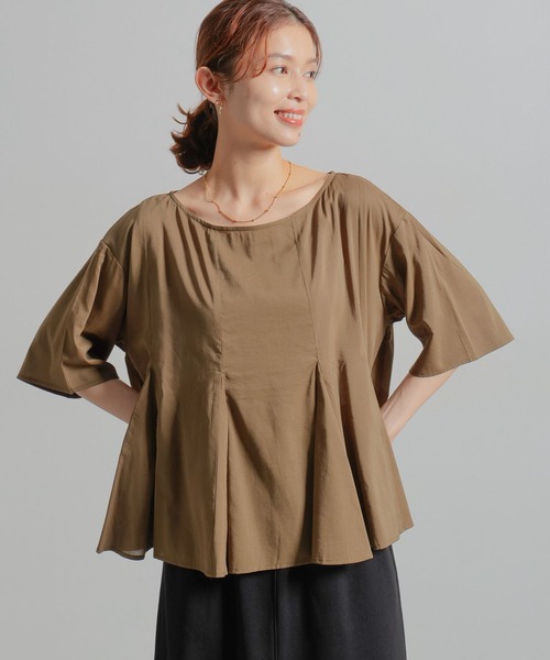 studio CLIP（スタディオクリップ）の「コットンレーヨンフレアTブラウス（シャツ/ブラウス・レディース・カーキ/ブラック/オフホワイト/ブルー・FREE）」の19枚目の写真