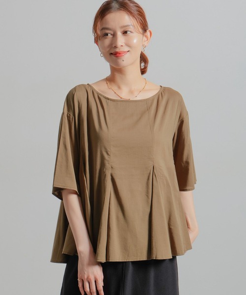 studio CLIP（スタディオクリップ）の「コットンレーヨンフレアTブラウス（シャツ/ブラウス・レディース・カーキ/ブラック/オフホワイト/ブルー・FREE）」の20枚目の写真