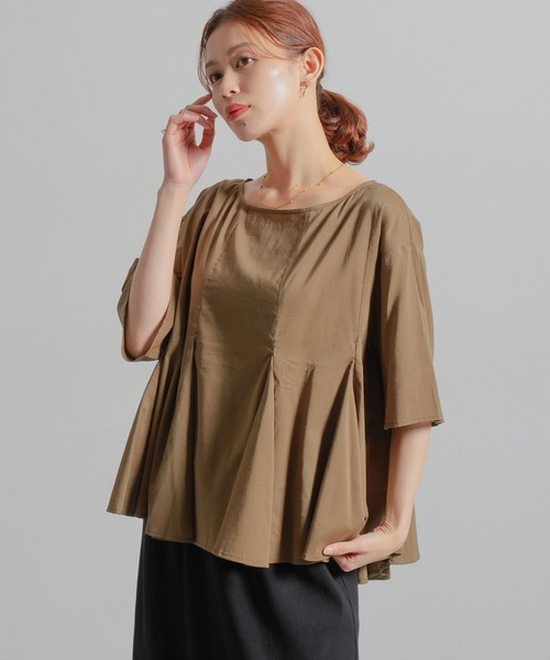 studio CLIP（スタディオクリップ）の「コットンレーヨンフレアTブラウス（シャツ/ブラウス・レディース・カーキ/ブラック/オフホワイト/ブルー・FREE）」の21枚目の写真