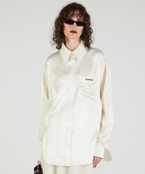 PRANK PROJECT(プランクプロジェクト)の「フェザーカラーシャツ / Feather Collar Shirt(シャツ/ブラウス・レディース・ブラック/アイボリー・FREE)」の2枚目の写真