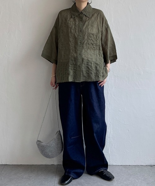 LBC(エルビーシー)の「針抜きシアーボックスシルエットシャツ(シャツ/ブラウス・レディース・ホワイト/ブラック/ダークオリーブ/オレンジ・M)」の17枚目の写真