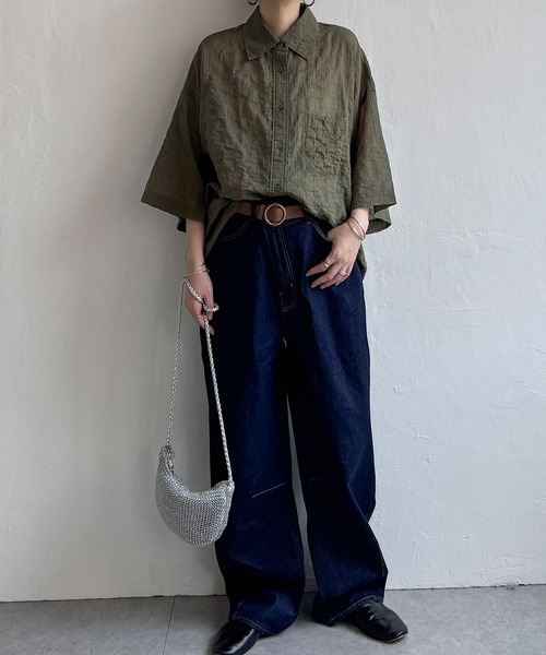 LBC(エルビーシー)の「針抜きシアーボックスシルエットシャツ(シャツ/ブラウス・レディース・ホワイト/ブラック/ダークオリーブ/オレンジ・M)」の18枚目の写真