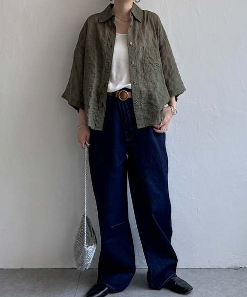 LBC(エルビーシー)の「針抜きシアーボックスシルエットシャツ(シャツ/ブラウス・レディース・ホワイト/ブラック/ダークオリーブ/オレンジ・M)」の15枚目の写真