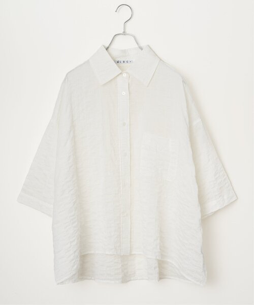 LBC(エルビーシー)の「針抜きシアーボックスシルエットシャツ(シャツ/ブラウス・レディース・ホワイト/ブラック/ダークオリーブ/オレンジ・M)」の5枚目の写真