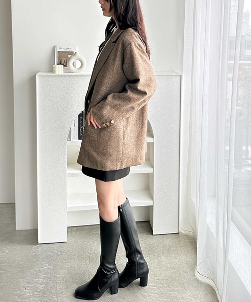 GeeRA（ジーラ）の「ゴールドボタンオーバーサイズダブルテーラードジャケット（テーラードジャケット・レディース・ブラック系その他/ブラウン系その他・MEDIUM/LARGE）」の13枚目の写真