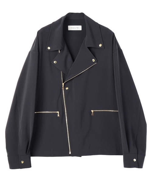 CULLNI（クルニ）の「Stretch Twill Riders Shirt Jacket（ライダースジャケット・メンズ・ブラック/ネイビー/アッシュブラウン・2/1/0）」の9枚目の写真