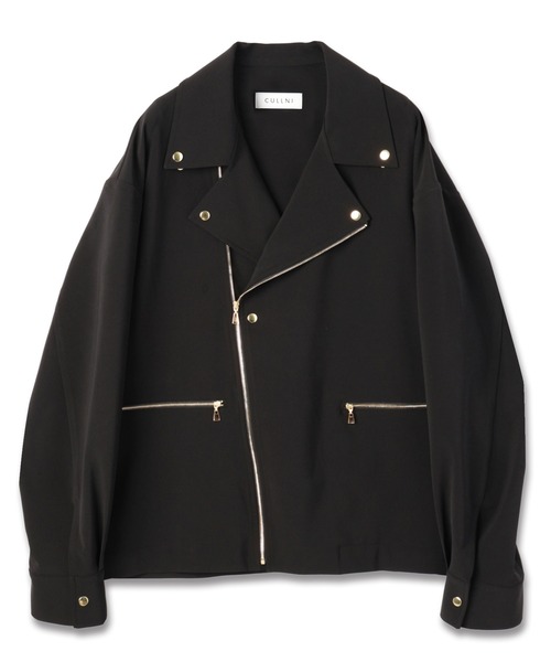 CULLNI（クルニ）の「Stretch Twill Riders Shirt Jacket（ライダースジャケット・メンズ・ブラック/ネイビー/アッシュブラウン・2/1/0）」の12枚目の写真