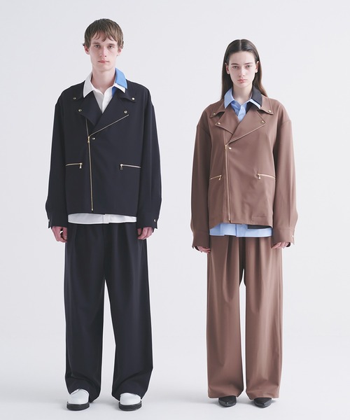 CULLNI（クルニ）の「Stretch Twill Riders Shirt Jacket（ライダースジャケット・メンズ・ブラック/ネイビー/アッシュブラウン・2/1/0）」の4枚目の写真